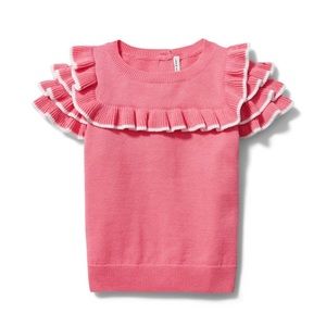 NWT Janie & Jack Bubblegum Pink Ruffle Trim Sweater Top, Size 6-12 Months,